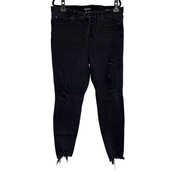 Torrid Jeans Womens Size 18XT Black Sky High Skinny Premium Stretch Distressed - Picture 1 of 10